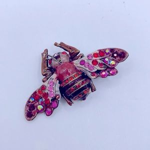 Vintage Rhinestone Enamel Bee Brooch